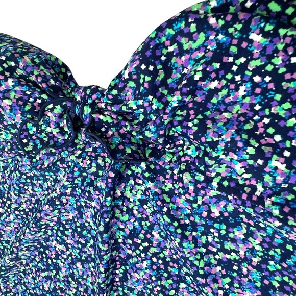 OLD NAVY NWT Medium Ditsy Floral Blue Purple Strapless One Piece Swimsuit Padded - Picture 3 of 10